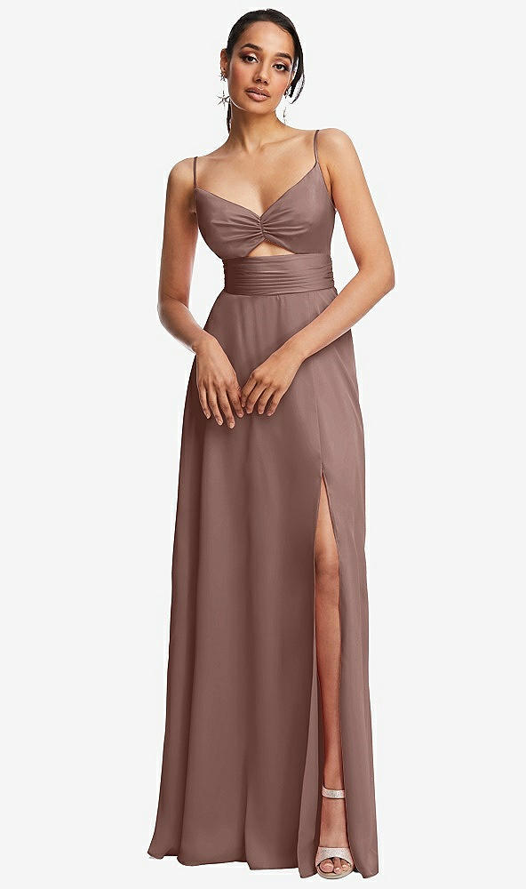 Front View - Sienna Triangle Cutout Bodice Maxi Dress with Adjustable Straps