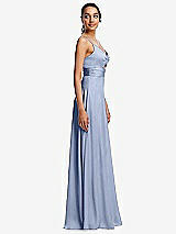 Side View Thumbnail - Sky Blue Triangle Cutout Bodice Maxi Dress with Adjustable Straps