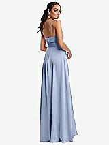 Rear View Thumbnail - Sky Blue Triangle Cutout Bodice Maxi Dress with Adjustable Straps