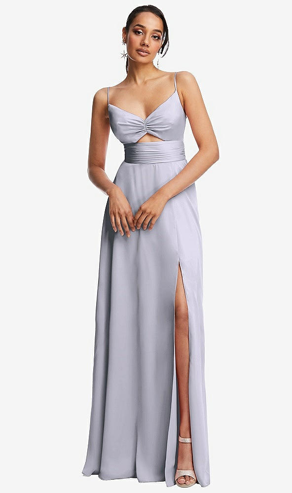 Front View - Silver Dove Triangle Cutout Bodice Maxi Dress with Adjustable Straps