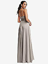 Rear View Thumbnail - Taupe Triangle Cutout Bodice Maxi Dress with Adjustable Straps