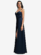 Side View Thumbnail - Midnight Navy Adjustable Strap A-Line Faux Wrap Maxi Dress