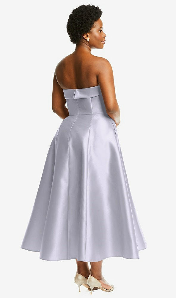Back View - Silver Dove Cuffed Strapless Satin Twill Midi Dress with Full Skirt and Pockets