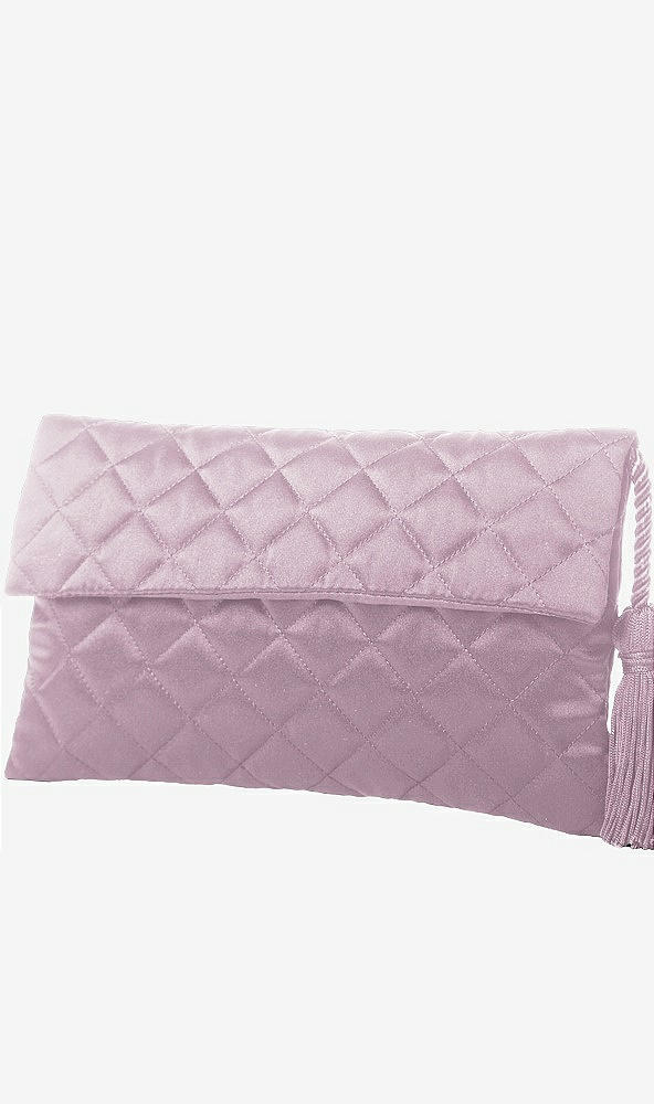 Front View - Suede Rose Quilted Envelope Clutch with Tassel Detail