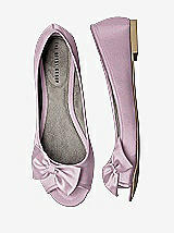 Front View Thumbnail - Suede Rose Satin Peep Toe Bridal Ballet Wedding Flats