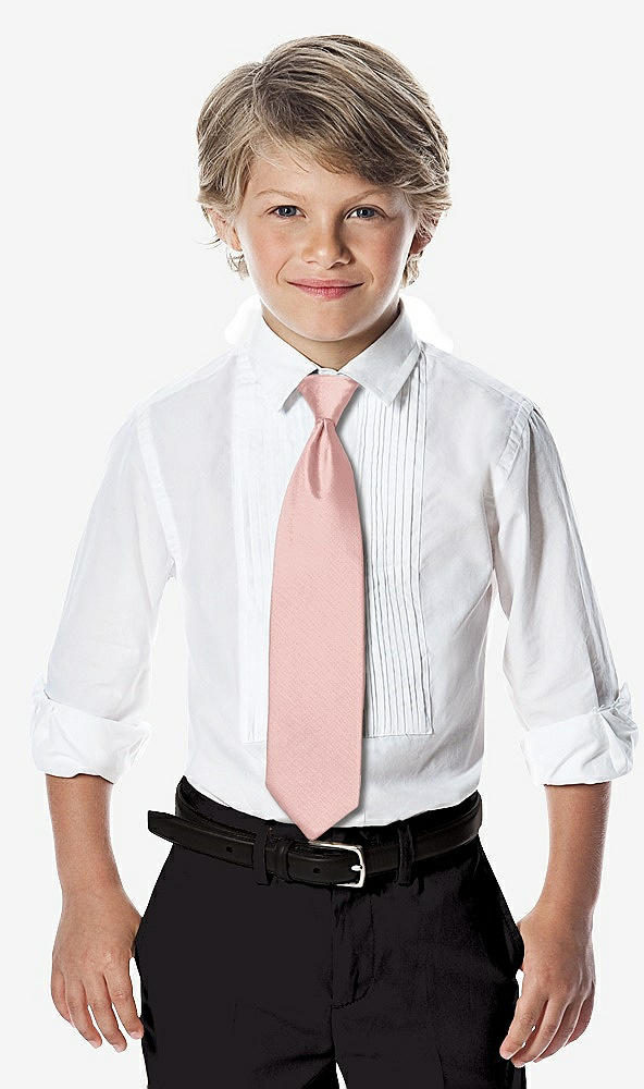 Front View - Rose - PANTONE Rose Quartz Yarn-Dyed Boy's Slider Tie by After Six