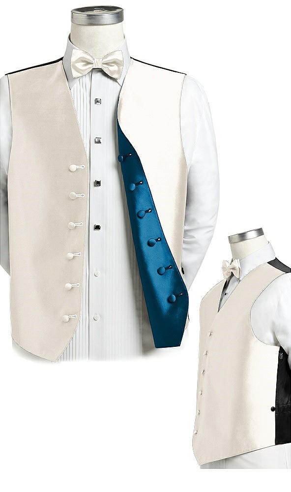 Back View - Ivory & Ocean Blue Reversible Tuxedo Vests by After Six