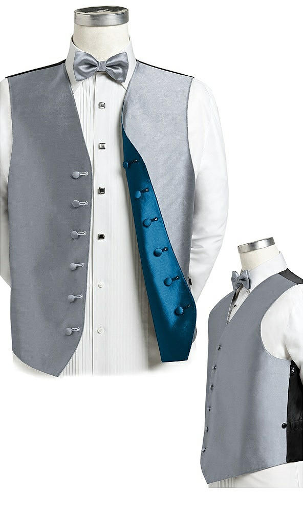 Back View - Platinum & Ocean Blue Reversible Tuxedo Vests by After Six