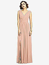 Alt View 3 Thumbnail - Pale Peach Sleeveless Draped Chiffon Maxi Dress with Front Slit