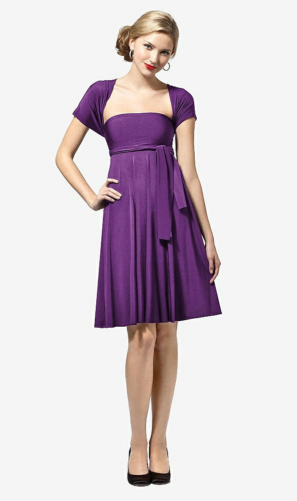 Front View - African Violet Twist Wrap Convertible Mini Dress