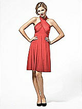 Alt View 1 Thumbnail - Perfect Coral Twist Wrap Convertible Mini Dress
