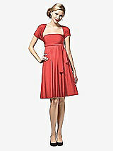Front View Thumbnail - Perfect Coral Twist Wrap Convertible Mini Dress