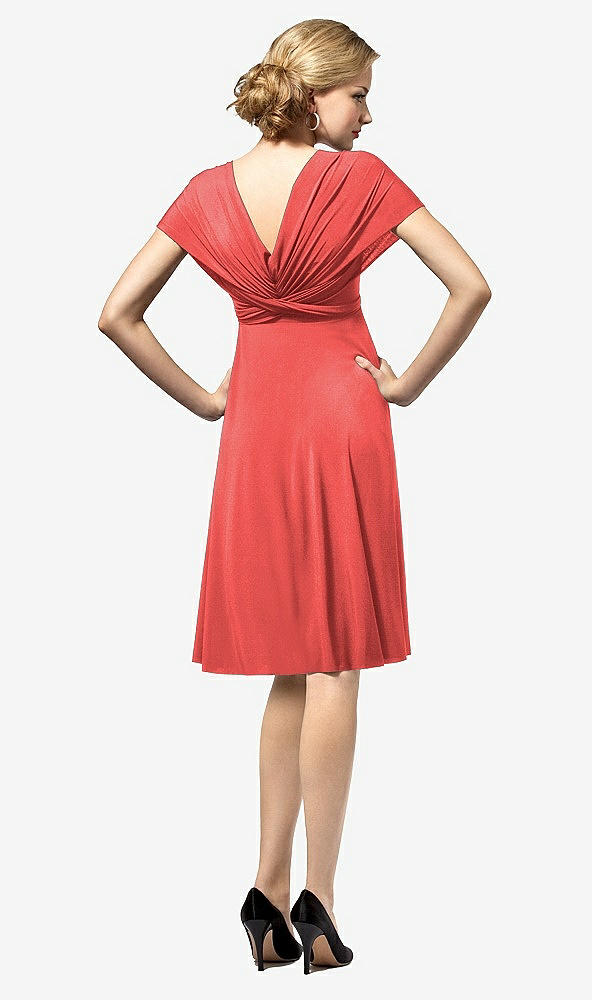 Back View - Perfect Coral Twist Wrap Convertible Mini Dress