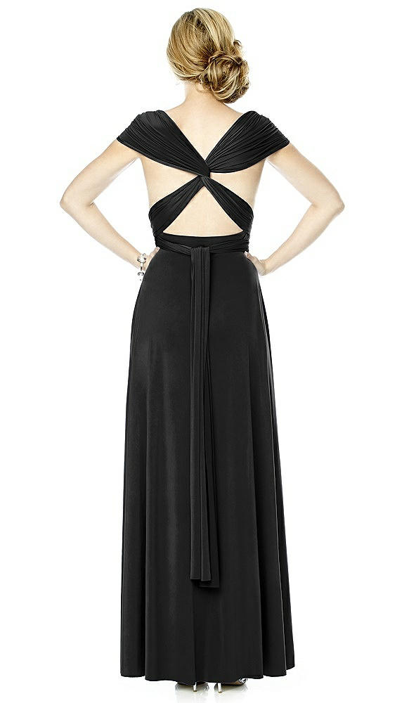 Back View - Black Twist Wrap Convertible Maxi Dress
