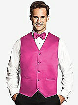Front View Thumbnail - Fuchsia Matte Satin Tuxedo Vests by After Six
