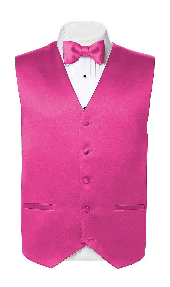 Back View - Fuchsia Matte Satin Tuxedo Vests by After Six