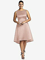 Front View Thumbnail - Toasted Sugar Bateau Neck Satin High Low Cocktail Dress