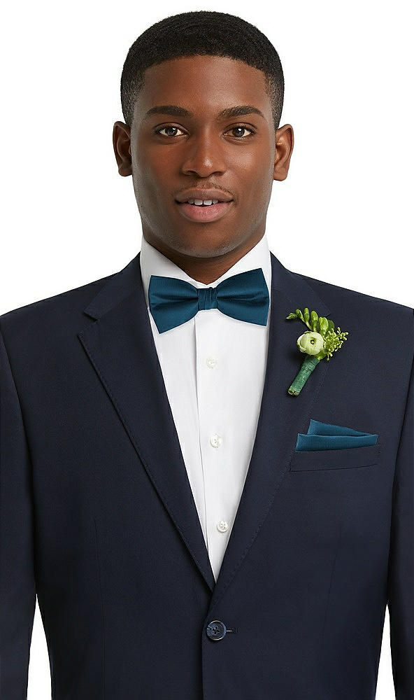 Front View - Atlantic Blue Classic Yarn-Dyed Bow Ties by After Six