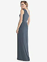 Rear View Thumbnail - Silverstone One-Shoulder Draped Bodice Column Gown