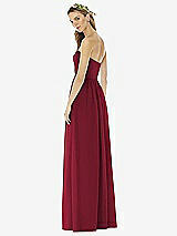 Alt View 2 Thumbnail - Burgundy Strapless Draped Bodice Maxi Dress with Front Slits