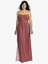 Front View Thumbnail - English Rose Strapless Draped Bodice Maxi Dress with Front Slits
