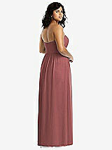 Rear View Thumbnail - English Rose Strapless Draped Bodice Maxi Dress with Front Slits