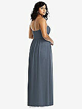 Rear View Thumbnail - Silverstone Strapless Draped Bodice Maxi Dress with Front Slits