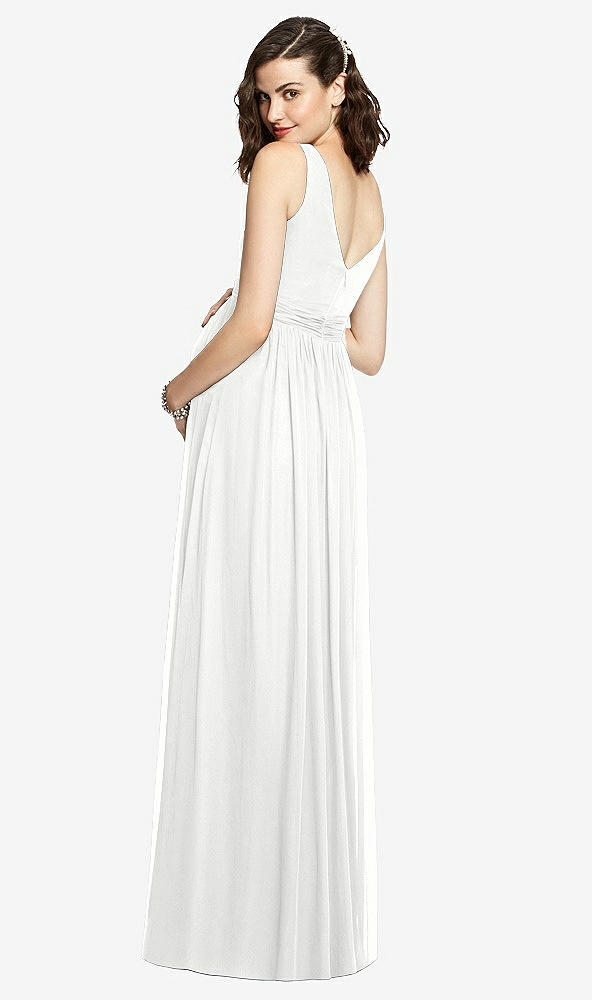 Back View - White Sleeveless Notch Maternity Dress