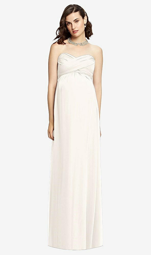 Front View - Ivory Draped Bodice Strapless Maternity Dress