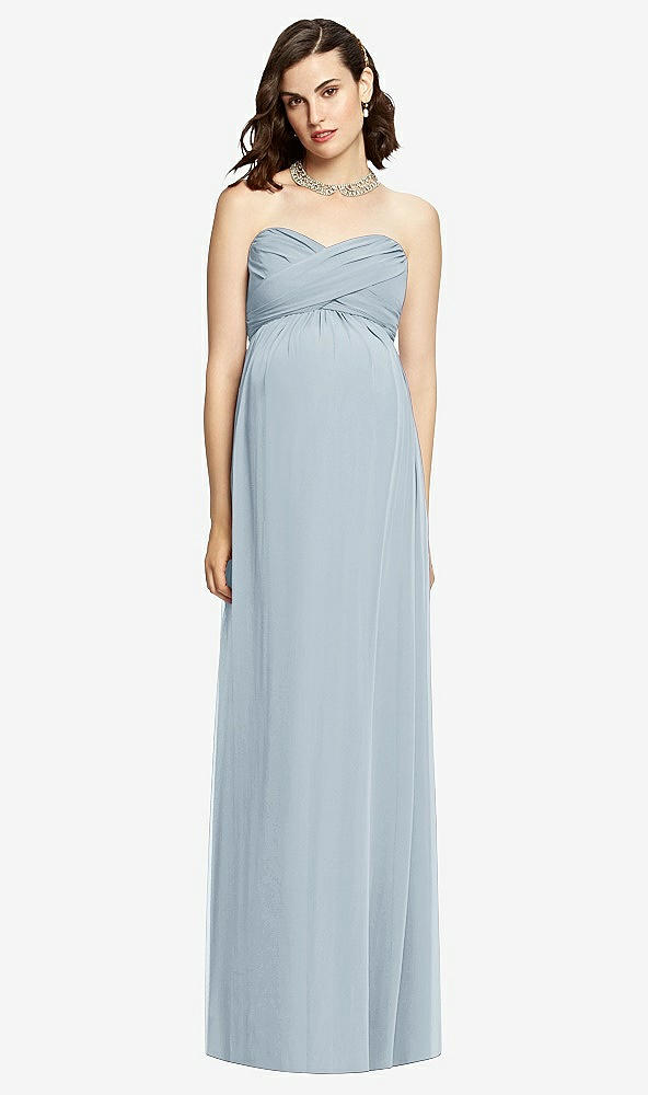 Front View - Mist Draped Bodice Strapless Maternity Dress