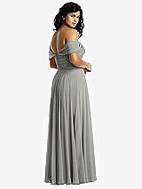 Rear View Thumbnail - Chelsea Gray Off-the-Shoulder Draped Chiffon Maxi Dress