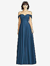 Alt View 1 Thumbnail - Dusk Blue Off-the-Shoulder Draped Chiffon Maxi Dress