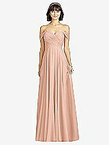 Alt View 1 Thumbnail - Pale Peach Off-the-Shoulder Draped Chiffon Maxi Dress