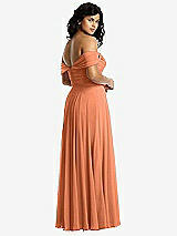 Rear View Thumbnail - Sweet Melon Off-the-Shoulder Draped Chiffon Maxi Dress