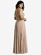 Rear View Thumbnail - Topaz Off-the-Shoulder Draped Chiffon Maxi Dress