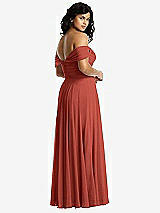 Rear View Thumbnail - Amber Sunset Off-the-Shoulder Draped Chiffon Maxi Dress