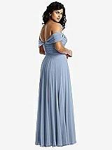 Rear View Thumbnail - Cloudy Off-the-Shoulder Draped Chiffon Maxi Dress