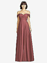 Alt View 1 Thumbnail - English Rose Off-the-Shoulder Draped Chiffon Maxi Dress