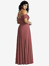 Rear View Thumbnail - English Rose Off-the-Shoulder Draped Chiffon Maxi Dress
