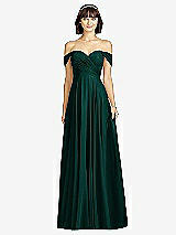 Alt View 1 Thumbnail - Evergreen Off-the-Shoulder Draped Chiffon Maxi Dress
