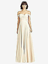Alt View 1 Thumbnail - French Blue Off-the-Shoulder Draped Chiffon Maxi Dress