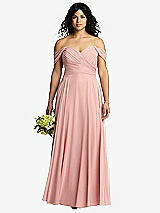 Front View Thumbnail - French Blue Off-the-Shoulder Draped Chiffon Maxi Dress