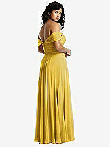 Rear View Thumbnail - Marigold Off-the-Shoulder Draped Chiffon Maxi Dress