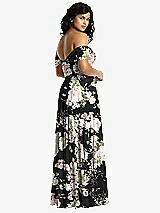 Rear View Thumbnail - Noir Garden Off-the-Shoulder Draped Chiffon Maxi Dress