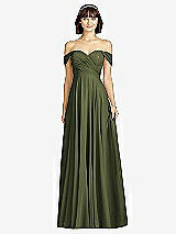 Alt View 1 Thumbnail - Olive Green Off-the-Shoulder Draped Chiffon Maxi Dress