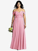 Front View Thumbnail - Peony Pink Off-the-Shoulder Draped Chiffon Maxi Dress