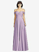 Alt View 1 Thumbnail - Pale Purple Off-the-Shoulder Draped Chiffon Maxi Dress