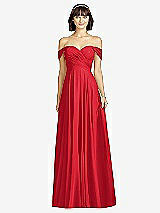 Alt View 1 Thumbnail - Parisian Red Off-the-Shoulder Draped Chiffon Maxi Dress