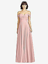 Alt View 1 Thumbnail - Rose - PANTONE Rose Quartz Off-the-Shoulder Draped Chiffon Maxi Dress