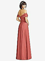 Alt View 2 Thumbnail - Coral Pink Off-the-Shoulder Draped Chiffon Maxi Dress